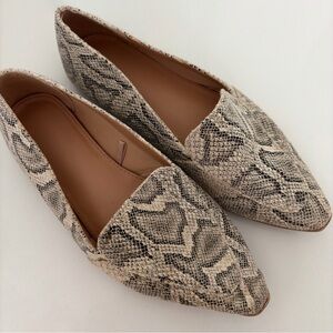 Express Beige Snake-Print Pointed Loafers 7